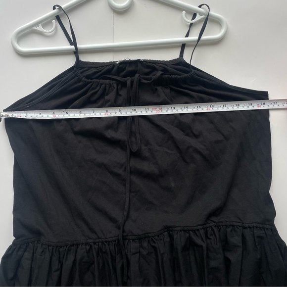 Zara Black Tiered Midi Dress Large | Minimalist Strappy Summer Dress - Picture 5 of 8